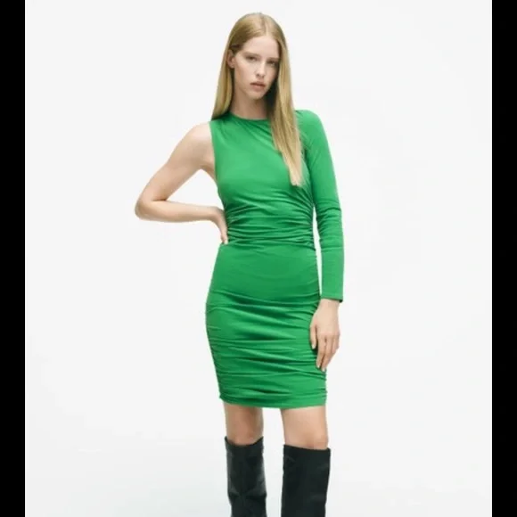 ZARA GREEN ONE SLEEVE DRESS